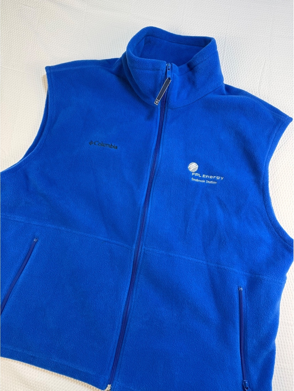 Columbia FPL Energy Seabrook Station Fleece Vest Men XXL Blue Full Zip Gorpcore
